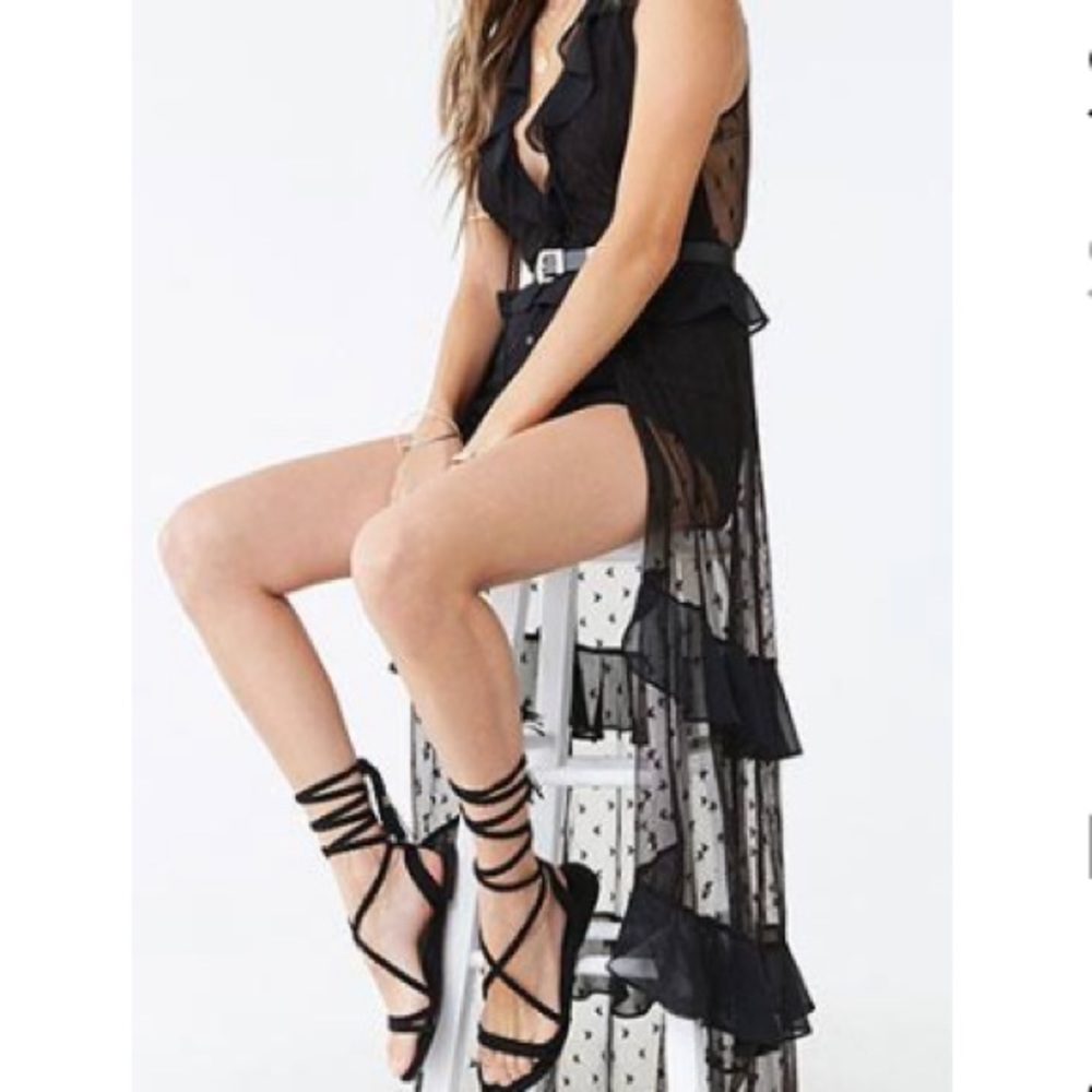 Sheer star overlay short jumpsuit